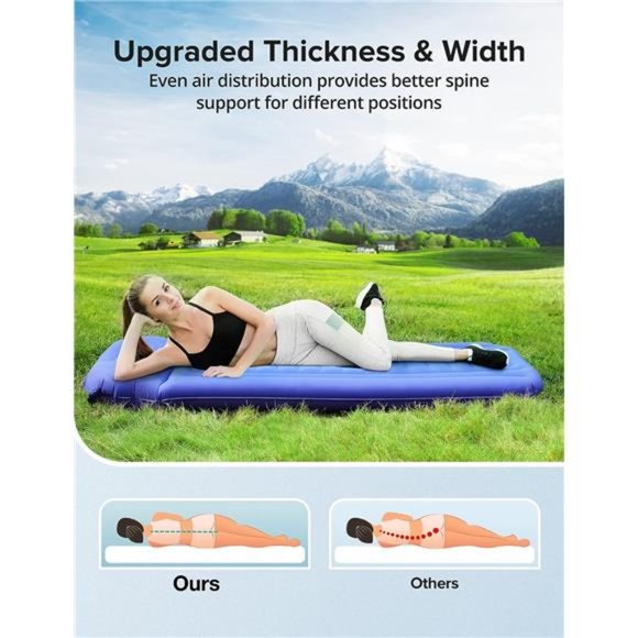 Sleeping Pad, Self-Inflating Sleeping Pad for Camping,78''X26'' Large Inflatable - Picture 4 of 6
